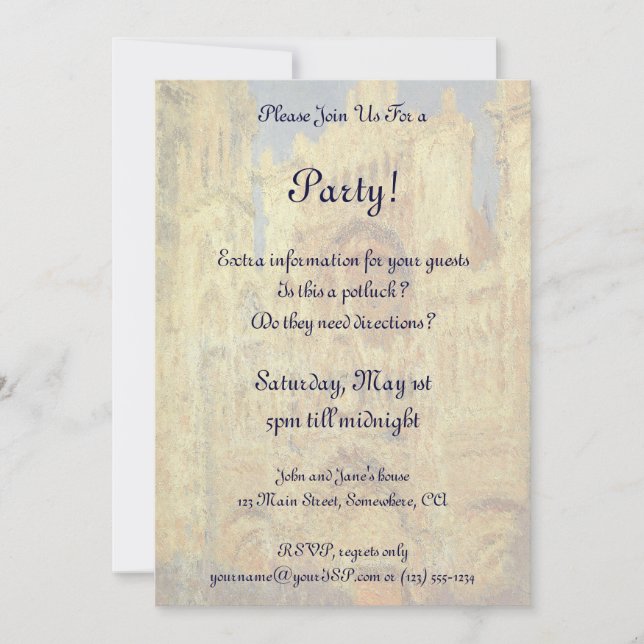 Kathedrale Rouen, Sonnenuntergang von Claude Monet Einladung (Vorderseite)