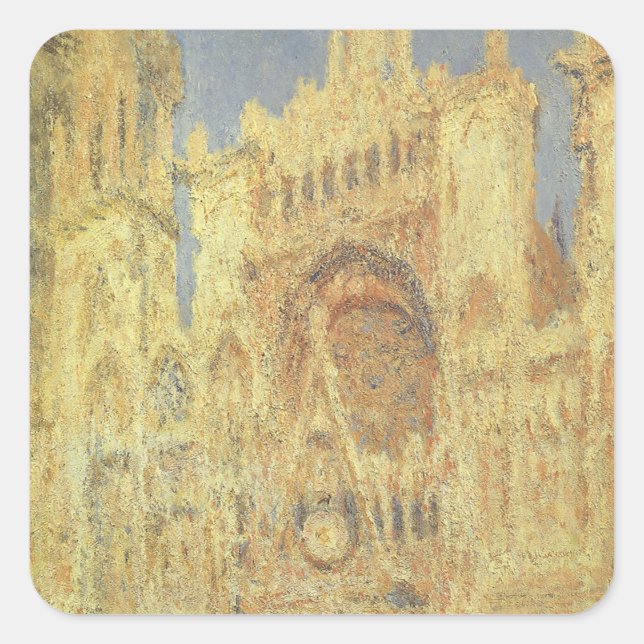Kathedrale Rouen, Sonnenuntergang von Claude Monet Quadratischer Aufkleber (Vorderseite)