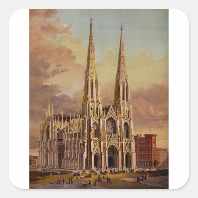 Kathedrale Saint Patrick in Midtown Manhattan Quadratischer Aufkleber (Vorderseite)