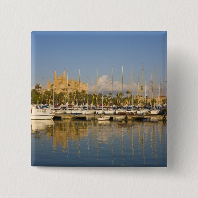 Kathedrale und Jachthafen, Palma, Mallorca, Spanie Button (Vorderseite)