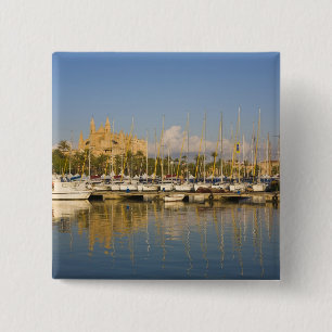 Kathedrale und Jachthafen, Palma, Mallorca, Spanie Button