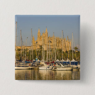 Kathedrale und Jachthafen, Palma, Mallorca, Spanie Button