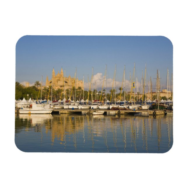 Kathedrale und Jachthafen, Palma, Mallorca, Spanie Magnet (Horizontal)
