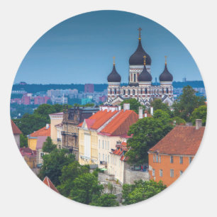 Kathedrale und Stadtbild Dänemark Runder Aufkleber
