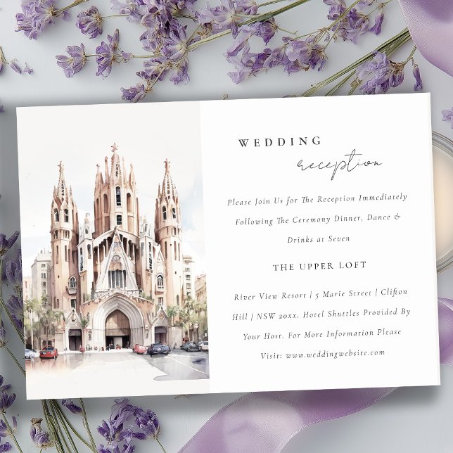 Kathedrale von Barcelona Spanien Hochzeitsempfang Begleitkarte (Von Creator hochgeladen)