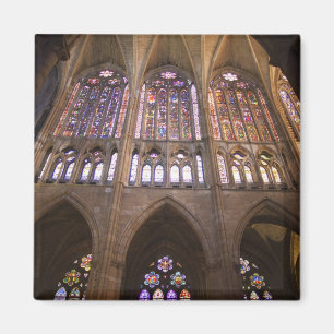 Kathedrale von Leon, Innenraumfenster aus Buntglas Magnet