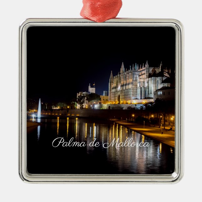 Kathedrale von Palma de Mallorca am Abend - Spanie Ornament Aus Metall (Vorne)