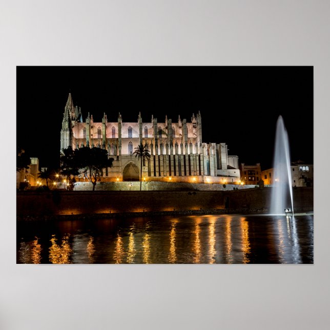 Kathedrale von Palma de Mallorca am Abend - Spanie Poster (Vorne)