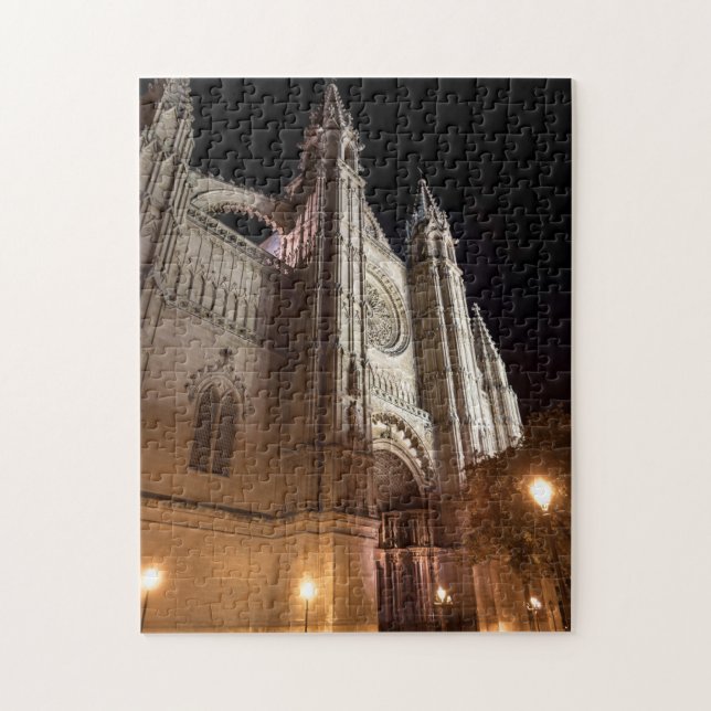 Kathedrale von Palma de Mallorca am Abend - Spanie Puzzle (Vertikal)