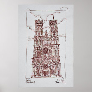 Kathedrale von Reims Champagne Region, Frankreic Poster