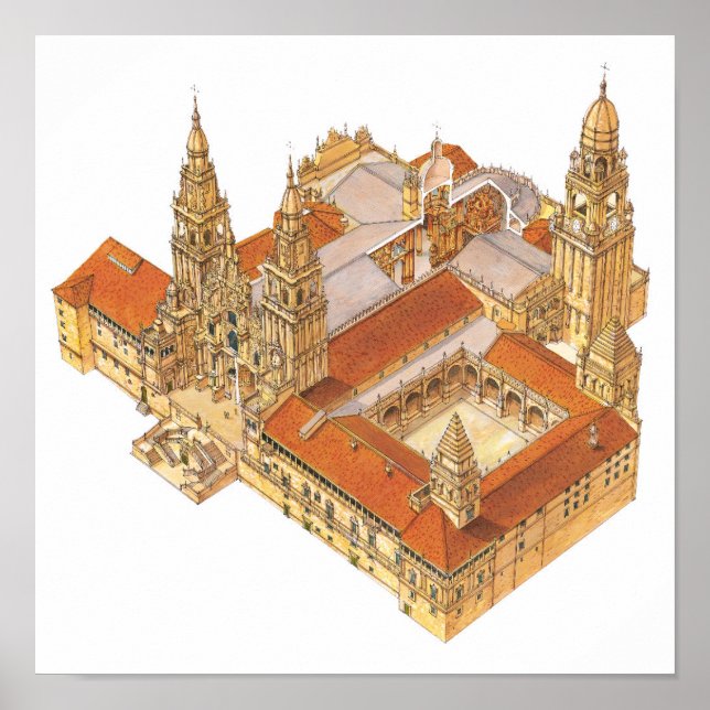 Kathedrale von Santiago de Compostela. Spanien Poster (Vorne)