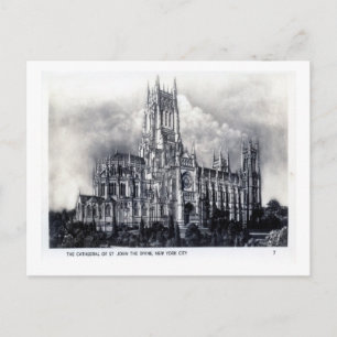 Kathedrale von St. John the Divine, NYC Vintage Postkarte