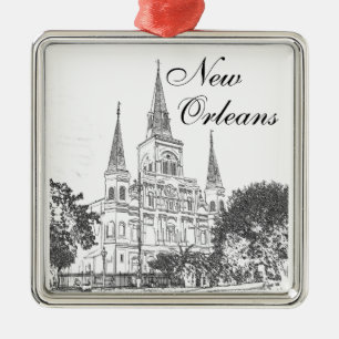 Kathedrale von St. Louis in New Orleans Silbernes Ornament