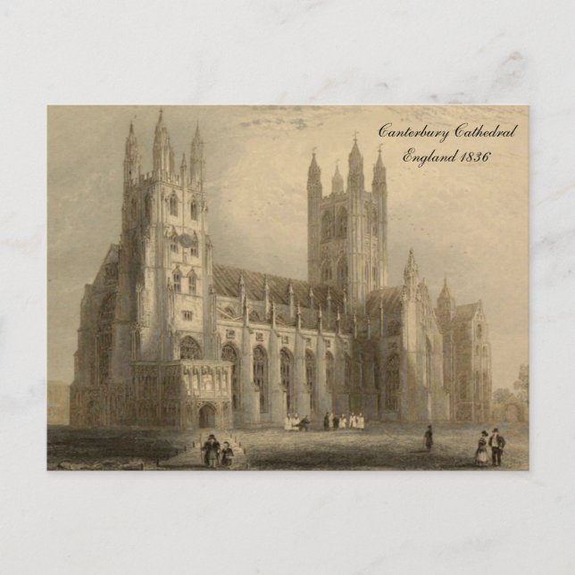 Kathedralen der England Serie: Canterbury 1836 Postkarte (Vorderseite)