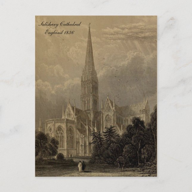 Kathedralen der England Serie: Salisbury 1836 Postkarte (Vorderseite)