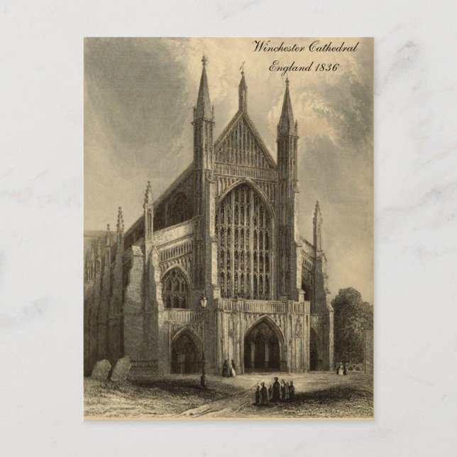 Kathedralen der England Serie: Winchester 1836 Postkarte (Vorderseite)