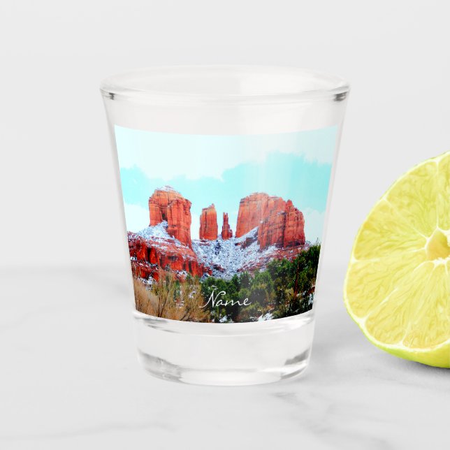 Kathedralen-Felsen Sedona Thunder_Cove Schnapsglas (Vorderseite)