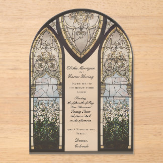 Kathedralen-Stil-Buntglas-Effekt-Hochzeit Acryleinladungen