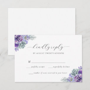 Katherine Lila Floral Script Wedding RSVP Card