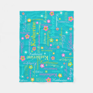 Katherine personalisierter Name Aqua rosa Decke