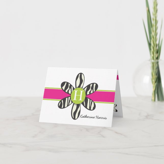 Katherine - Zebra und Hot Pink Dankeskarte (Vorderseite)