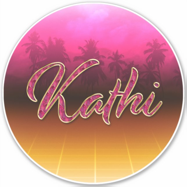 Kathi Vorname Name golden pink Aufkleber Sticker (Vorderseite)