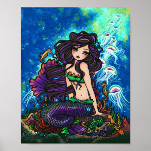 "Kathleen" Mermaid Jellyfish Ocean Seepferd Fairy Poster
