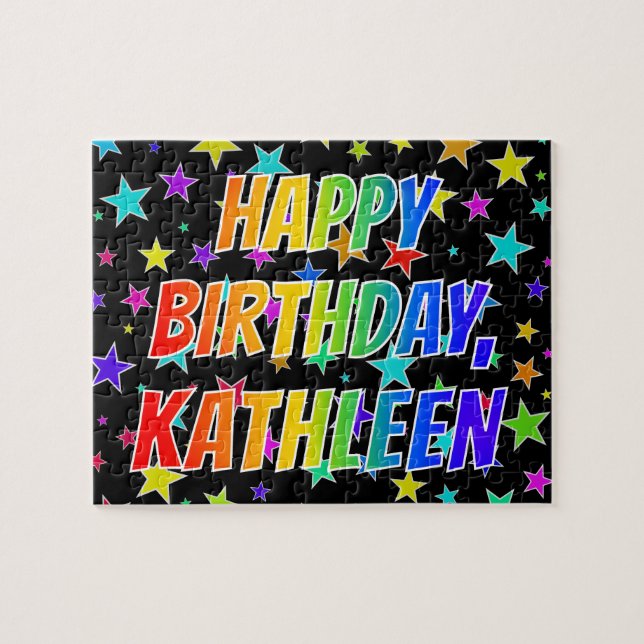 "KATHLEEN" Vorname, Spaß "GLÜCKLICHER GEBURTSTAG" Puzzle (Horizontal)