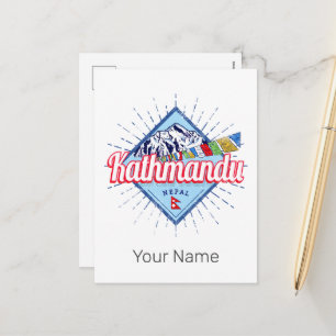 Kathmandu Berge Nepal Retro Flags Souvenir Feiertagspostkarte