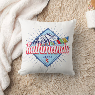 Kathmandu Berge Nepal Retro Flags Souvenir Kissen
