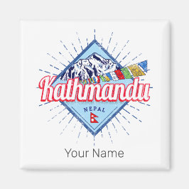 Kathmandu Berge Nepal Retro Flags Souvenir Magnet