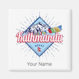 Kathmandu Berge Nepal Retro Flags Souvenir Magnet