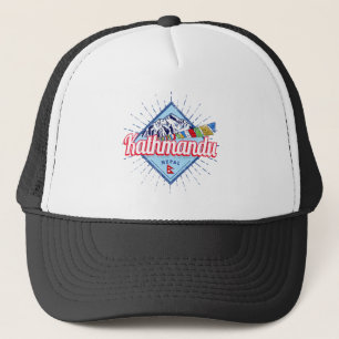 Kathmandu Berge Nepal Retro Flags Souvenir Truckerkappe