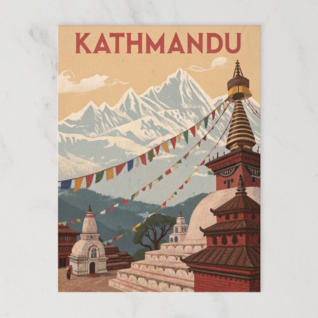 Kathmandu-Gebirge und Gebetsfahnen Postkarte (Von Creator hochgeladen)