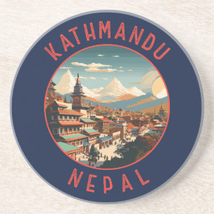 Kathmandu Nepal Retro Distressed Circle Getränkeuntersetzer