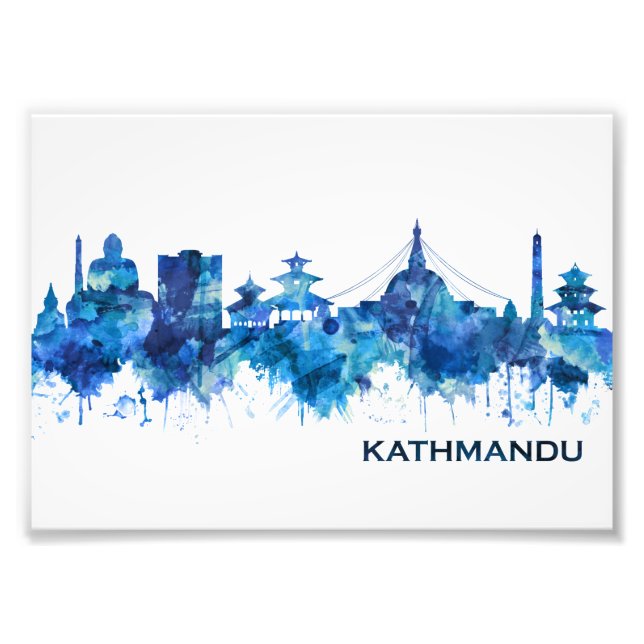 Kathmandu Nepal Skyline Blue Fotodruck (Vorne)