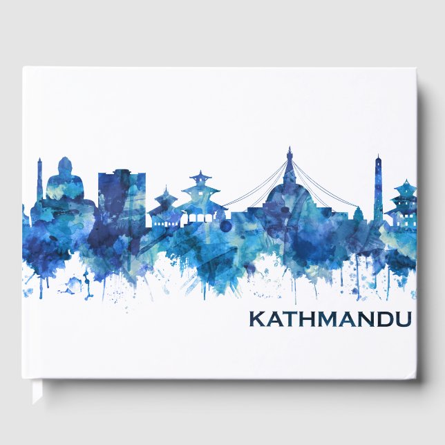 Kathmandu Nepal Skyline Blue Gästebuch (Vorderseite)