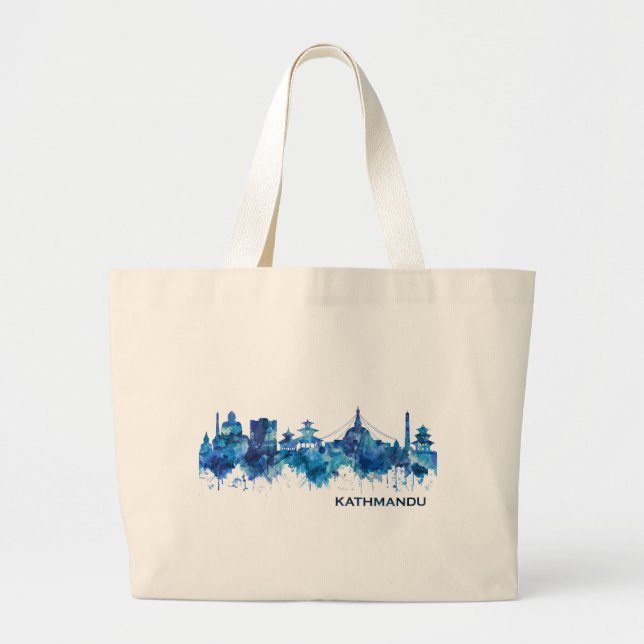 Kathmandu Nepal Skyline Blue Jumbo Stoffbeutel (Vorne)