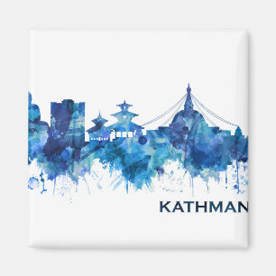 Kathmandu Nepal Skyline Blue Magnet