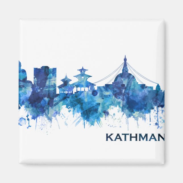 Kathmandu Nepal Skyline Blue Magnet (Vorne)