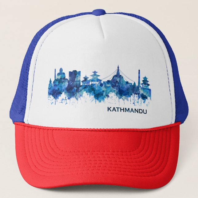 Kathmandu Nepal Skyline Blue Truckerkappe (Vorderseite)