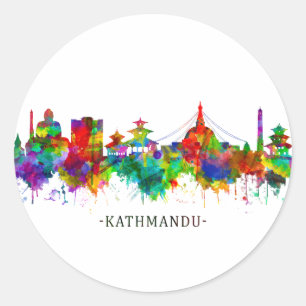 Kathmandu Nepal Skyline Runder Aufkleber
