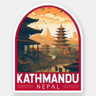 Kathmandu Nepal Travel Art Vintag Aufkleber