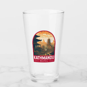 Kathmandu Nepal Travel Art Vintag Glas