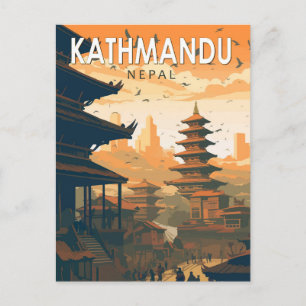 Kathmandu Nepal Travel Art Vintag Postkarte