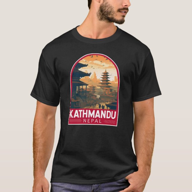 Kathmandu Nepal Travel Art Vintag T-Shirt (Vorderseite)