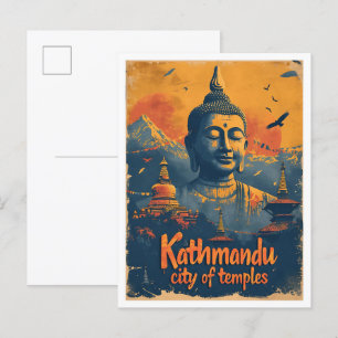 Kathmandu Nepal Vintage-Kunst-Reiseillustration Postkarte
