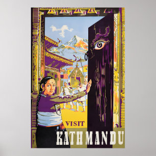Kathmandu Reiseplakat Vintage Nepal Himalaja Poster
