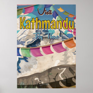 Kathmandu Vintage Travel Poster