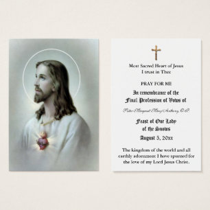 KATHOLIC NUN PROFESSIONELL VON VOWS HOLY CARD